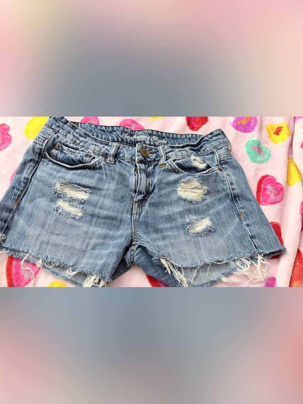 American Eagle Outfitters Distressed Light Blue Denim Women’s Shorts